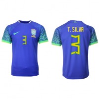 Maglie da calcio Brasile Thiago Silva #3 Seconda Maglia Mondiali 2022 Manica Corta